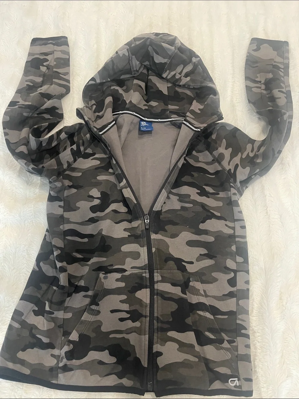 GAP Kids Gray & Black Camo Zip Hoodie